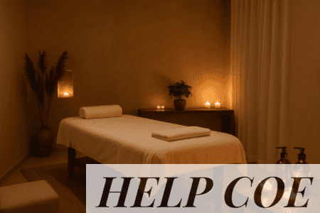 Recepción tranquila de un centro profesional de masaje erótico en Barcelona donde atienden a un cliente